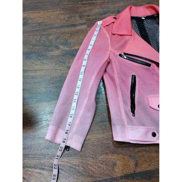 Rebecca Minkoff Long Sleeve Notch Lapel Collared Moto Jacket Pink Ombre Size M - Picture 13 of 16